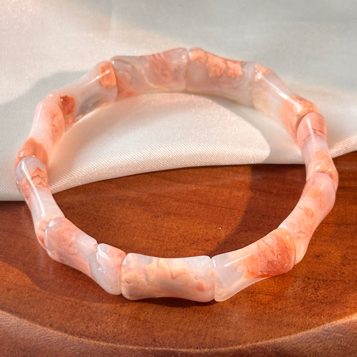Flower Agate Square Bracelet 10.5-12.0mm