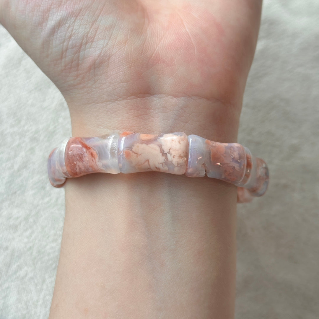 Flower Agate Square Bracelet 10.5-12.0mm