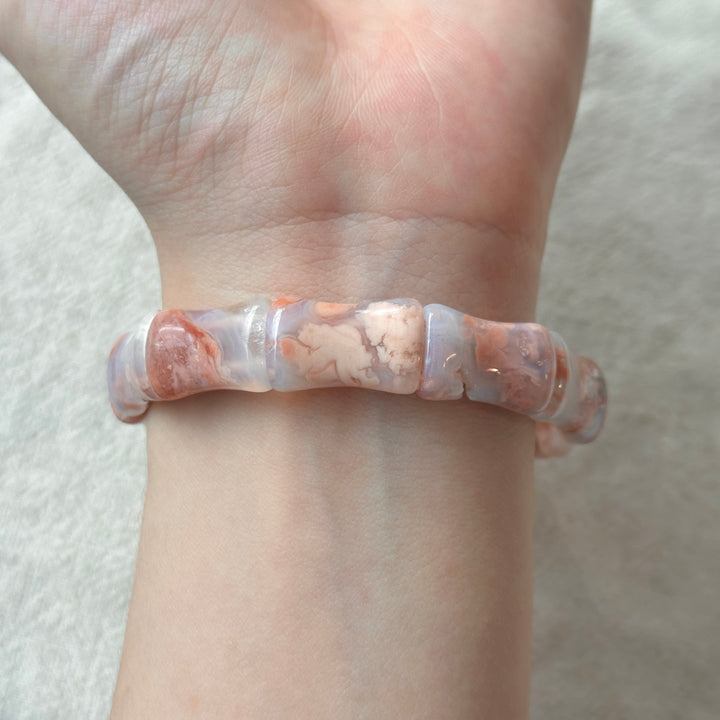 Flower Agate Square Bracelet 10.5-12.0mm