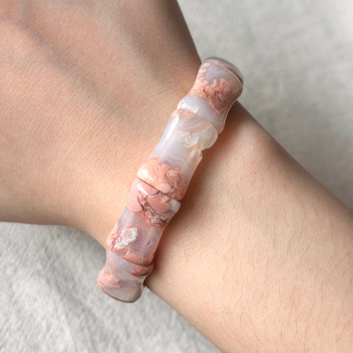 Flower Agate Square Bracelet 10.5-12.0mm