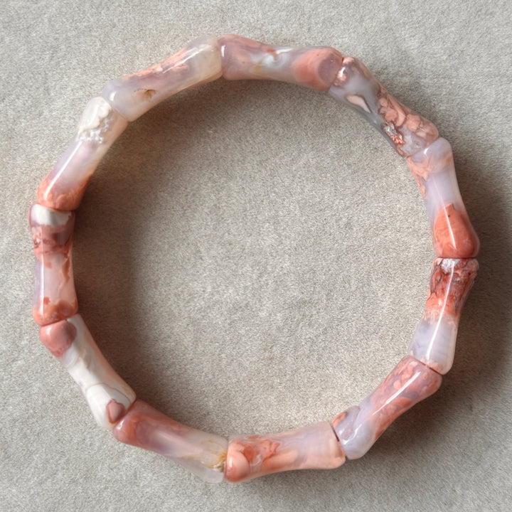 Flower Agate Square Bracelet 10.5-12.0mm