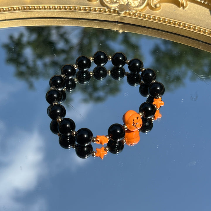 Obsidian Pumpkin Bracelet