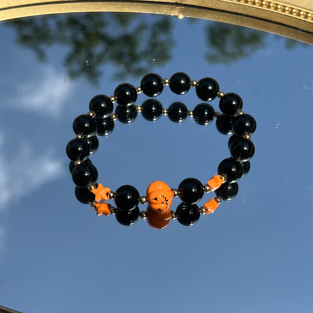 Obsidian Pumpkin Bracelet