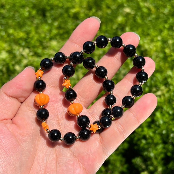 Obsidian Pumpkin Bracelet