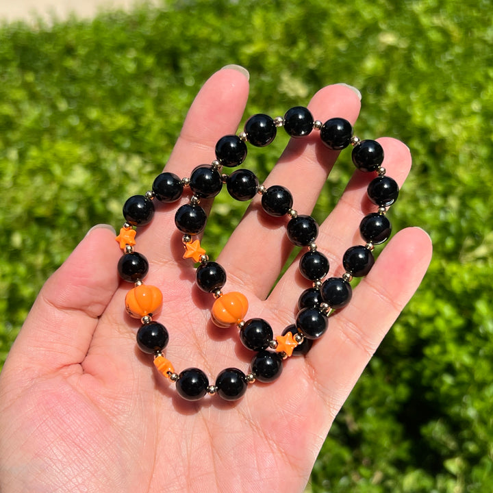 Obsidian Pumpkin Bracelet