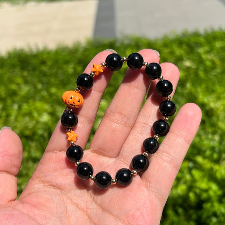 Obsidian Pumpkin Bracelet