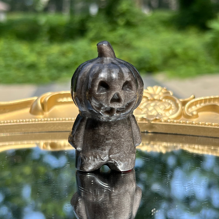 Silver Obsidian Pumpkin Person