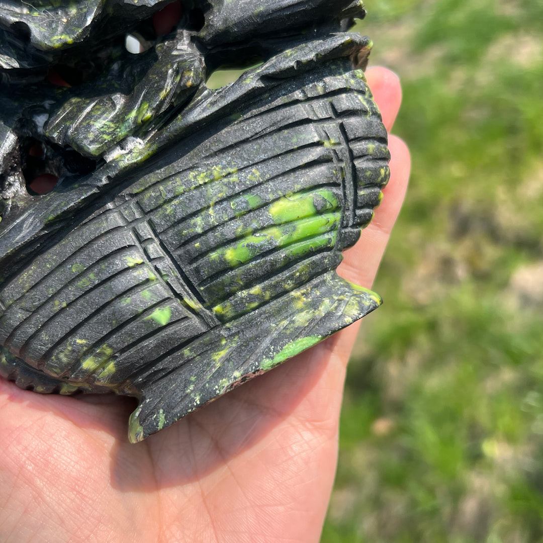 Unique,Natural Crystal Carving Serpentine Flower