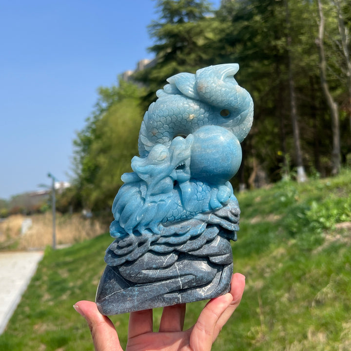 Unique,Natural Trolleite Dragon Carving