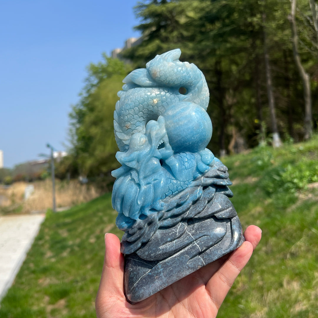 Unique,Natural Trolleite Dragon Carving