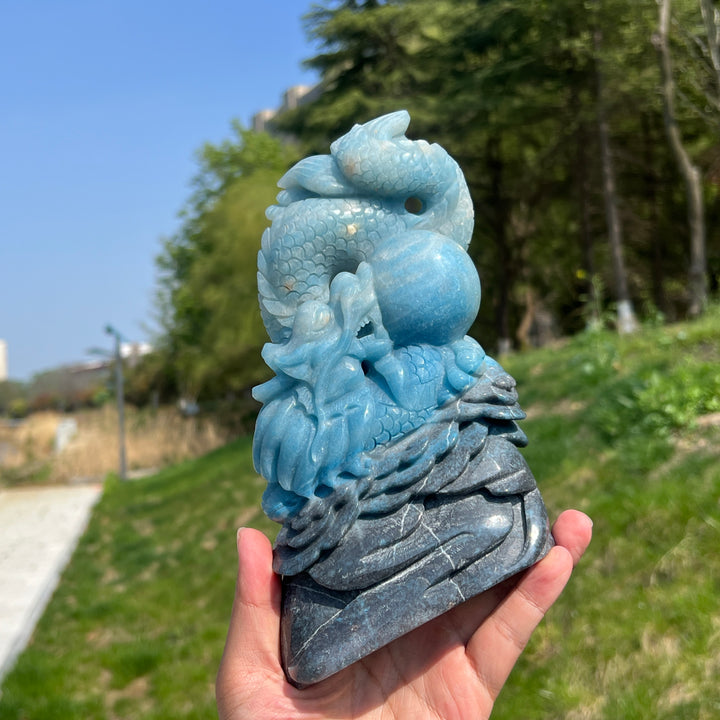 Unique,Natural Trolleite Dragon Carving