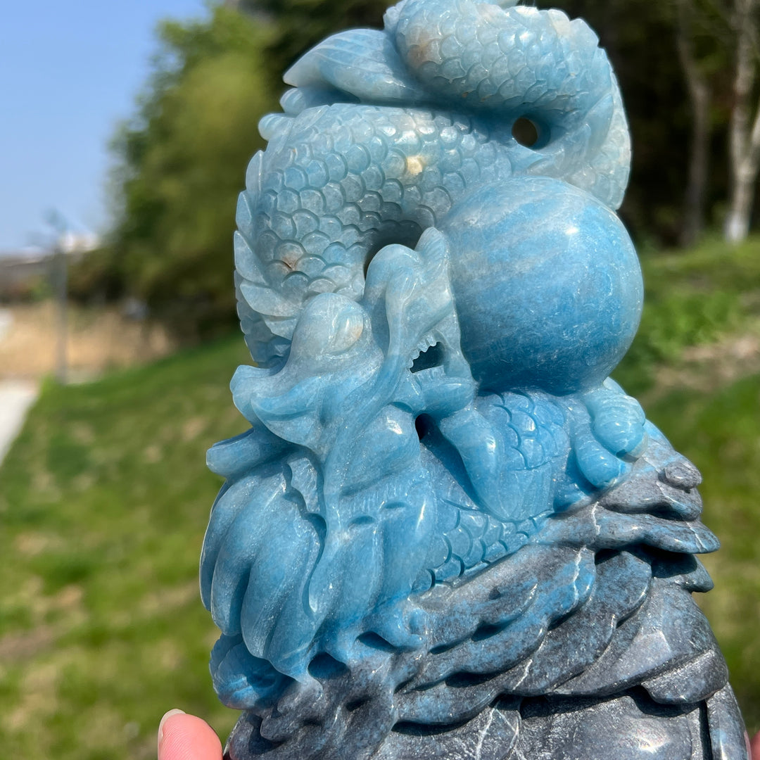 Unique,Natural Trolleite Dragon Carving