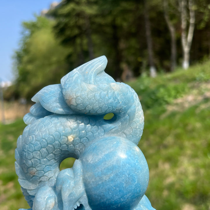 Unique,Natural Trolleite Dragon Carving