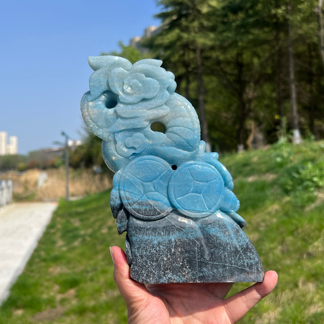 Unique,Natural Trolleite Dragon Carving