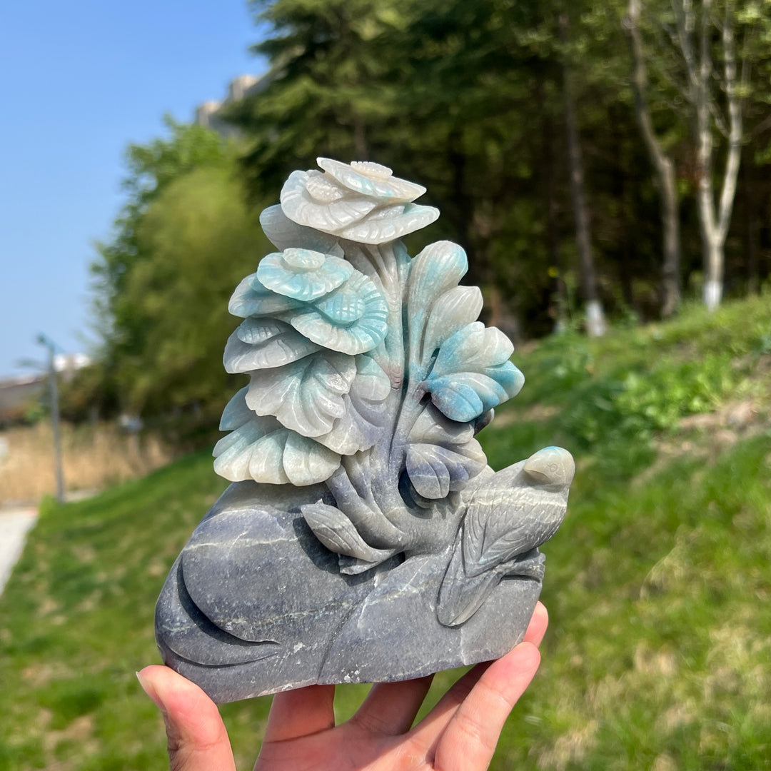 Unique,A Slightly Imperfect Natural Trolleite Flower Carving