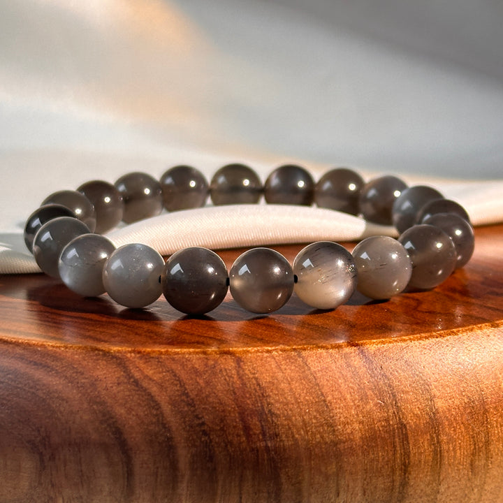Black Moonstone with Sunstone Bracelet 10.3-10.5mm