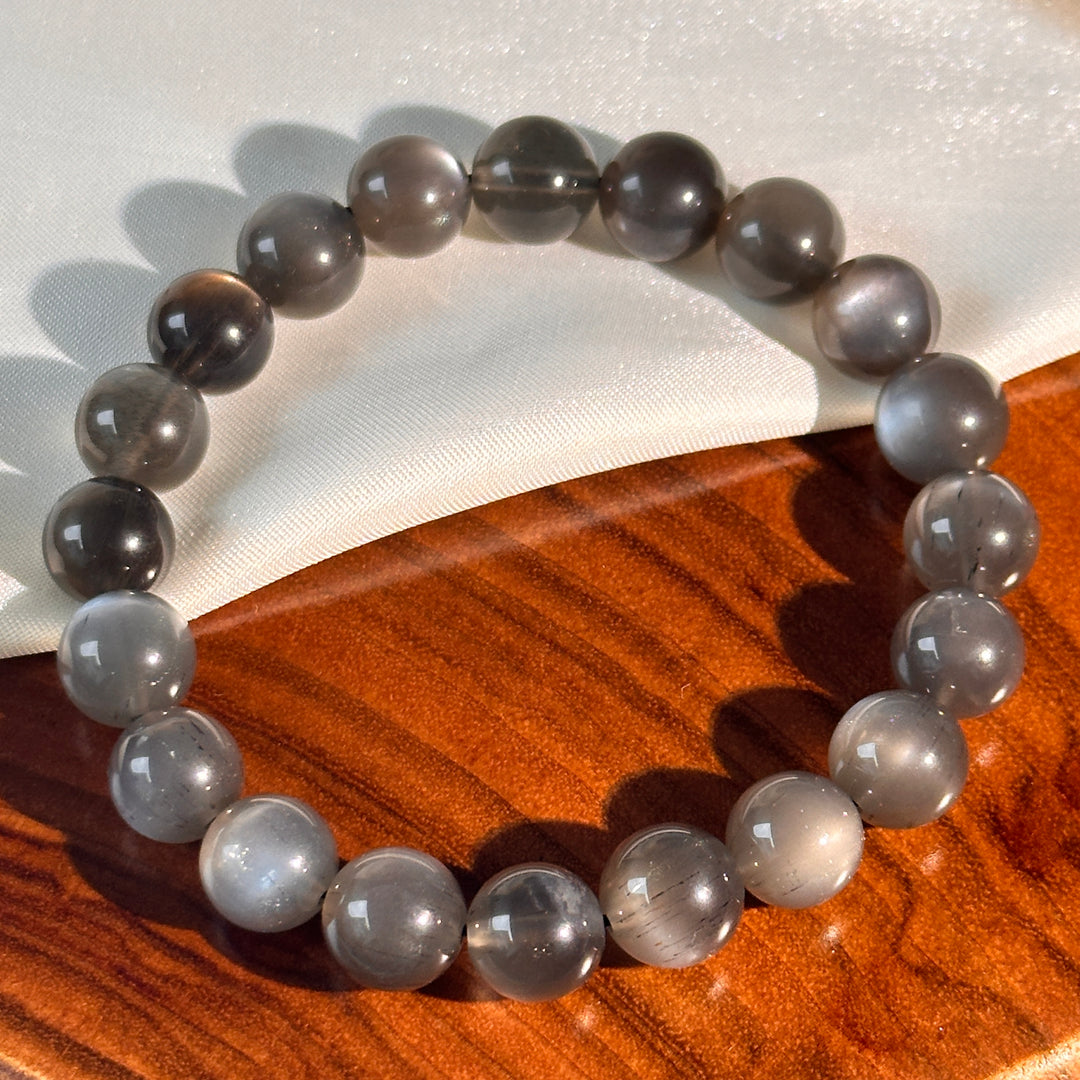 Black Moonstone with Sunstone Bracelet 10.3-10.5mm