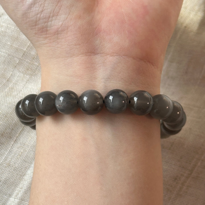 Black Moonstone with Sunstone Bracelet 10.3-10.5mm