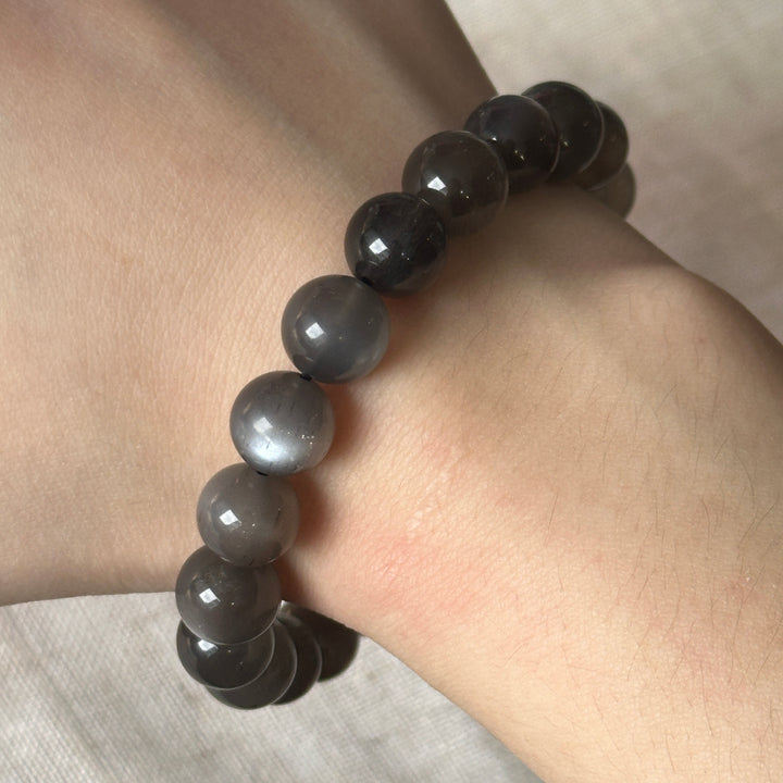Black Moonstone with Sunstone Bracelet 10.3-10.5mm