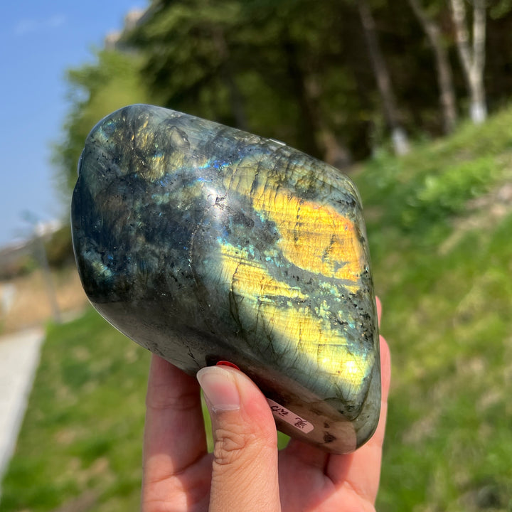 Unique,A Slightly Imperfect Natural Labradorite Maitreya Buddha Carving