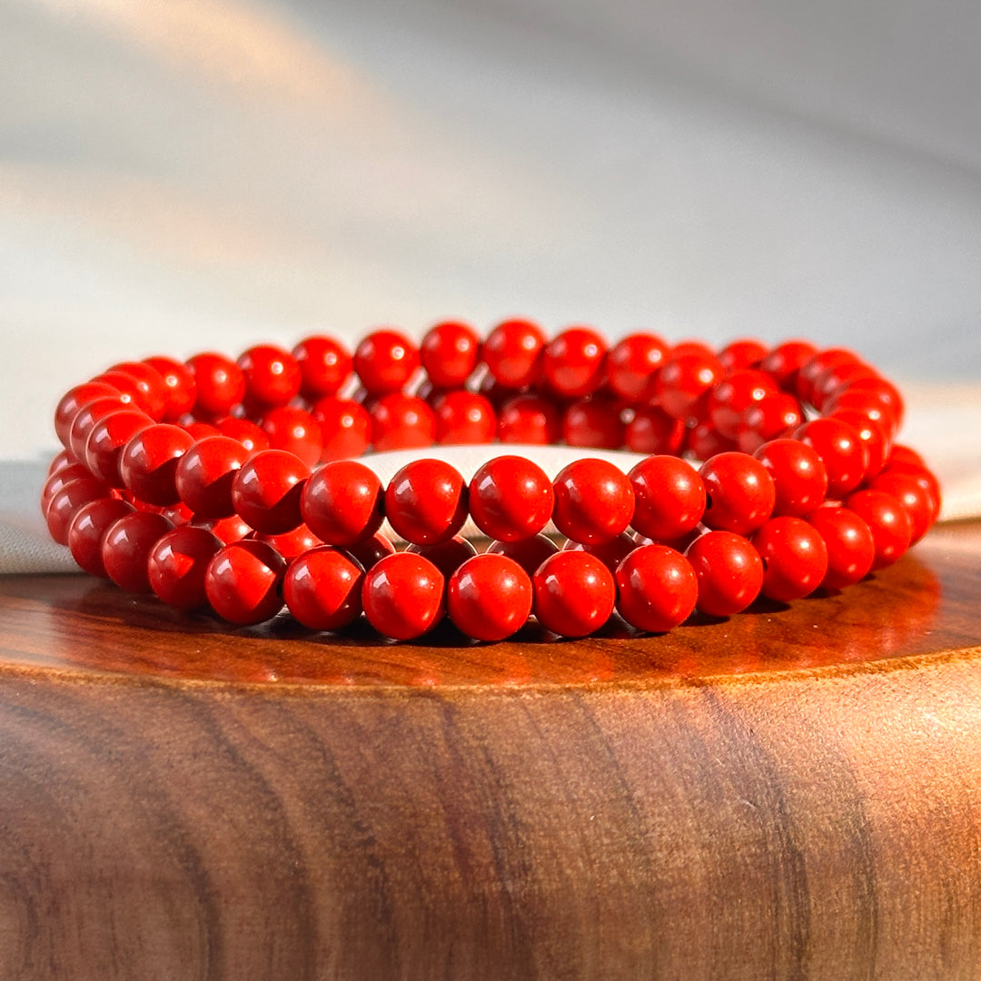 Cinnabar Triple Wrap Bracelet 6.0-6.2mm