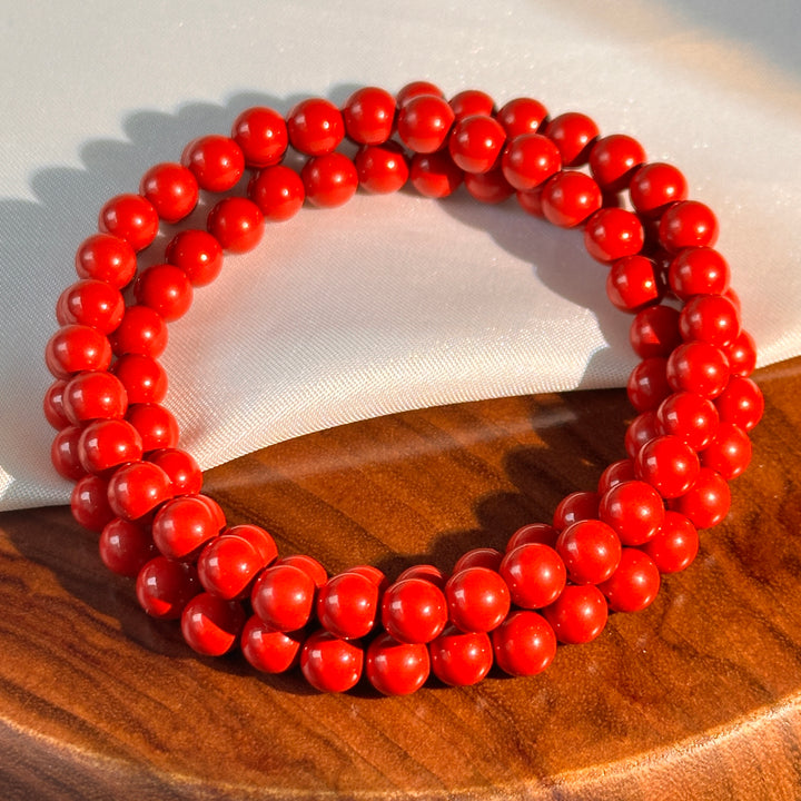 Cinnabar Triple Wrap Bracelet 6.0-6.2mm
