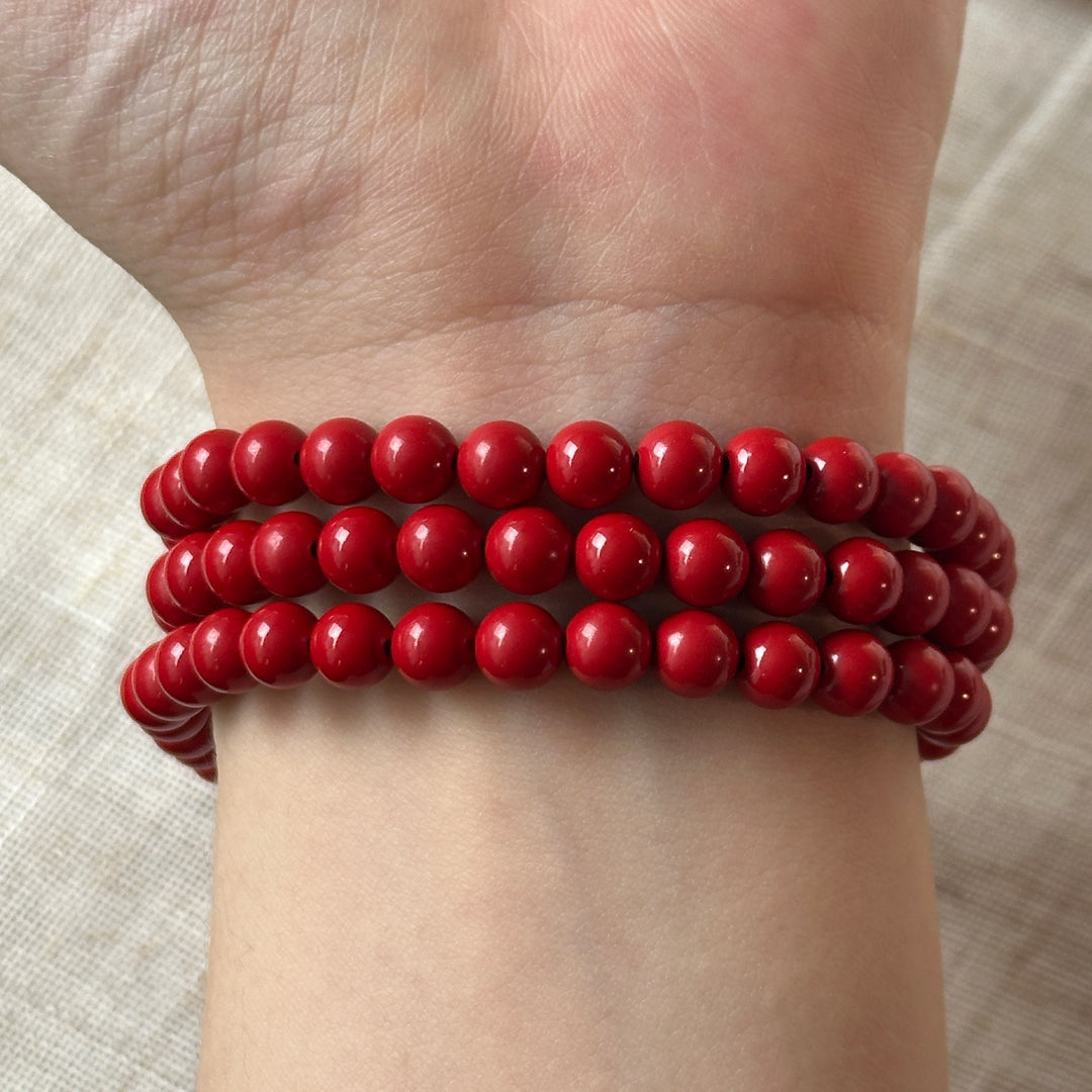Cinnabar Triple Wrap Bracelet 6.0-6.2mm