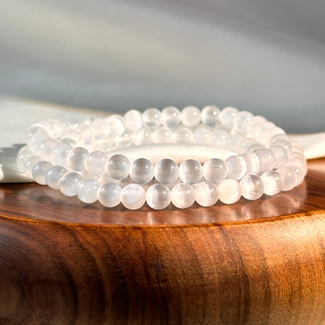 Selenite Triple Wrap Bracelet 6.0-6.3mm