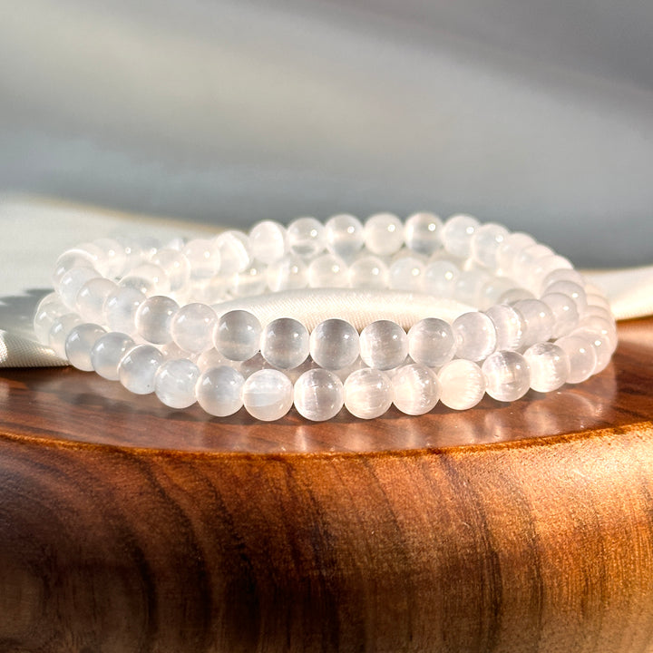 Selenite Triple Wrap Bracelet 6.0-6.3mm