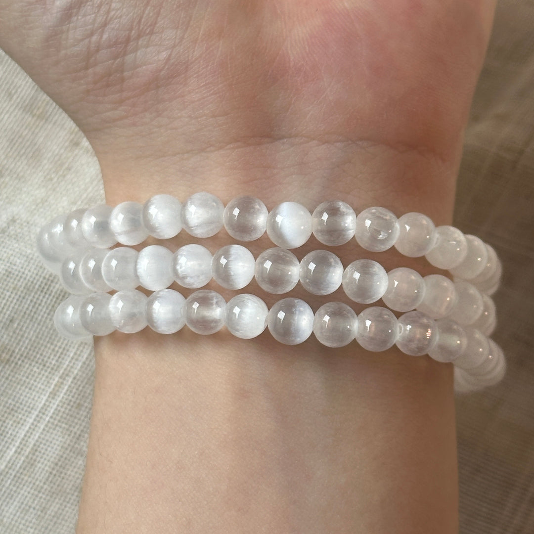 Selenite Triple Wrap Bracelet 6.0-6.3mm
