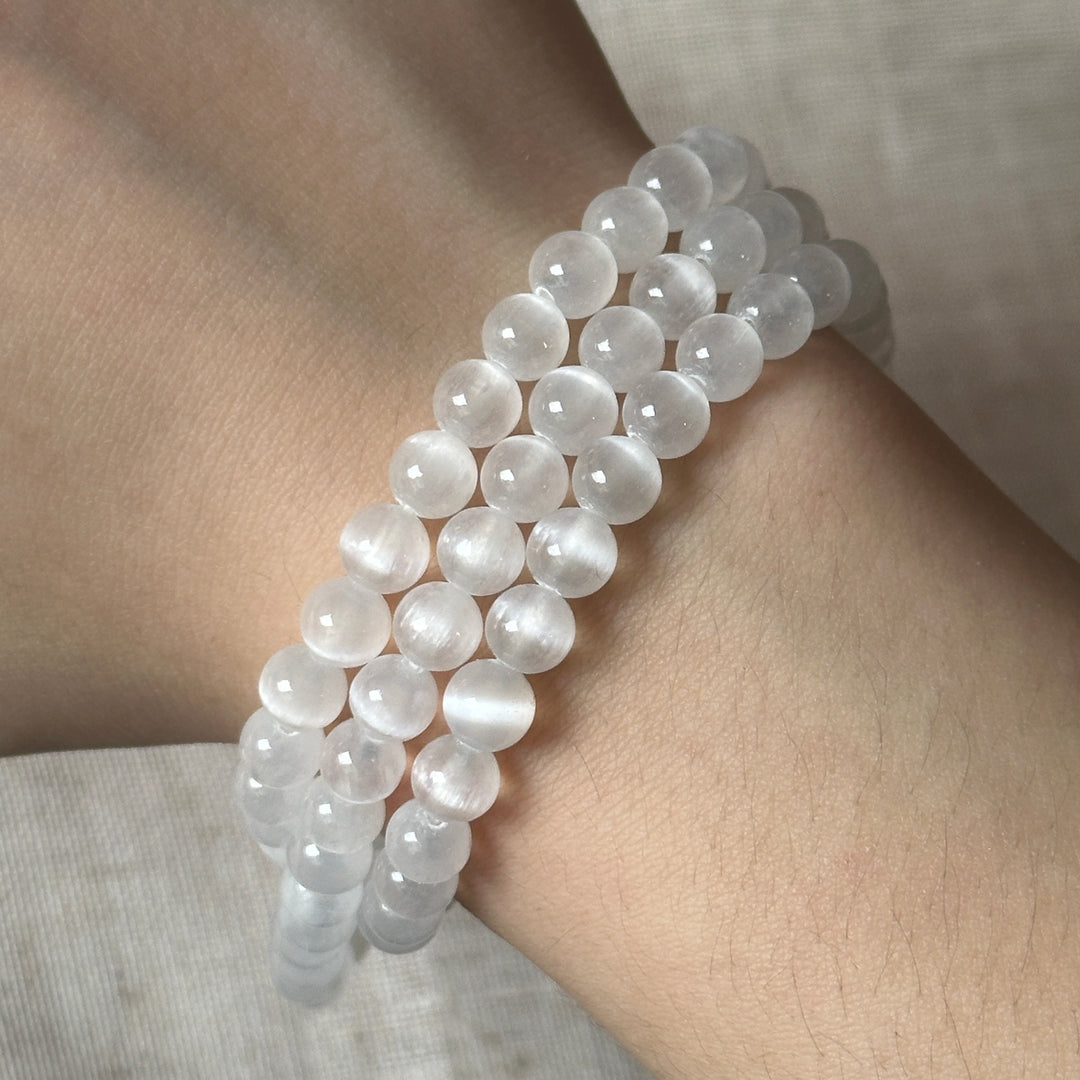 Selenite Triple Wrap Bracelet 6.0-6.3mm