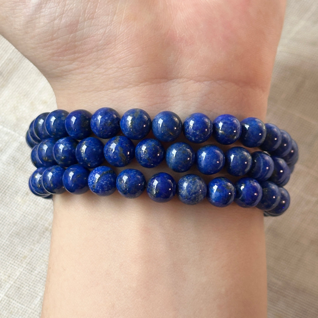 Lapis Lazuli Triple Wrap Bracelet 7.0-7.3mm