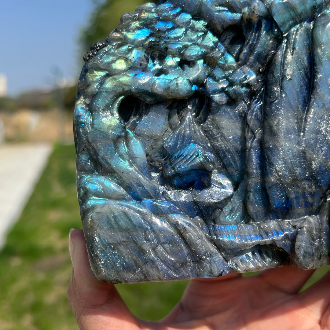 Unique,A Slightly Imperfect Labradorite Pine Tree Carving
