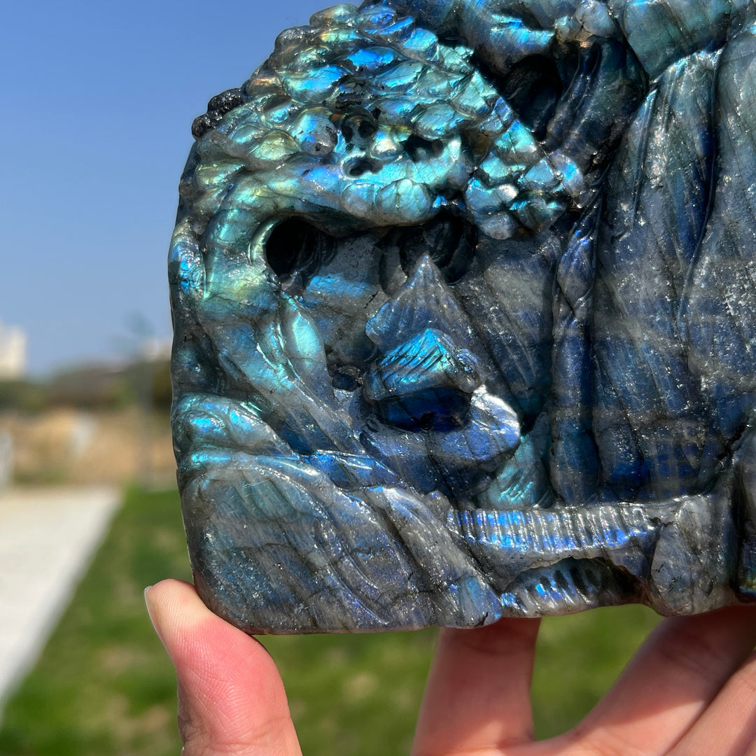 Unique,A Slightly Imperfect Labradorite Pine Tree Carving