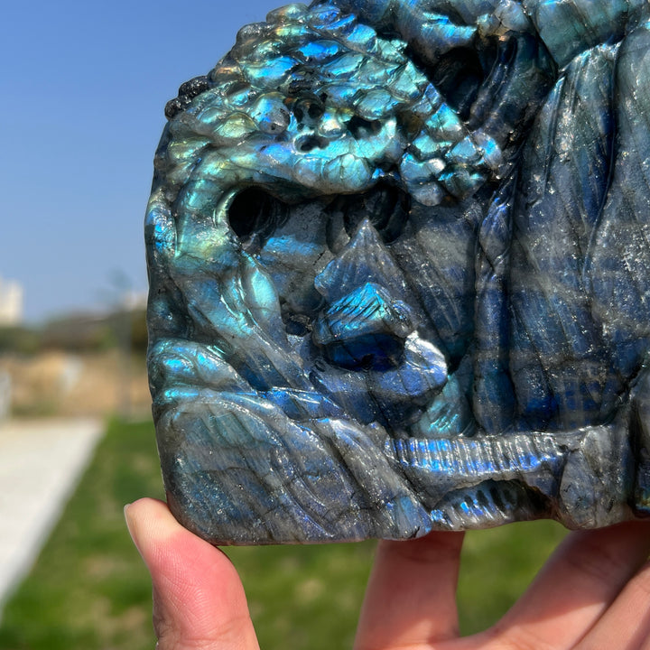 Unique,A Slightly Imperfect Labradorite Pine Tree Carving
