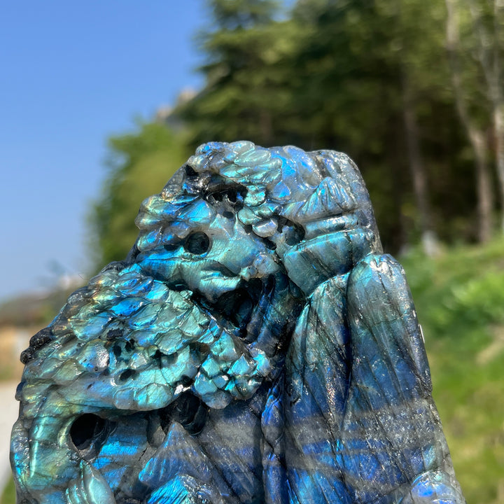 Unique,A Slightly Imperfect Labradorite Pine Tree Carving