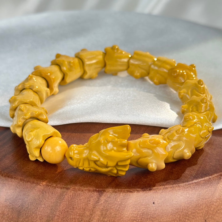 Alashan Agate Yellow Dragon Bracelet 13.3-13.8mm