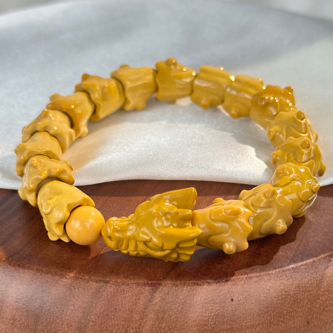 Alashan Agate Yellow Dragon Bracelet 13.3-13.8mm