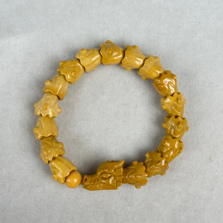 Alashan Agate Yellow Dragon Bracelet 13.3-13.8mm