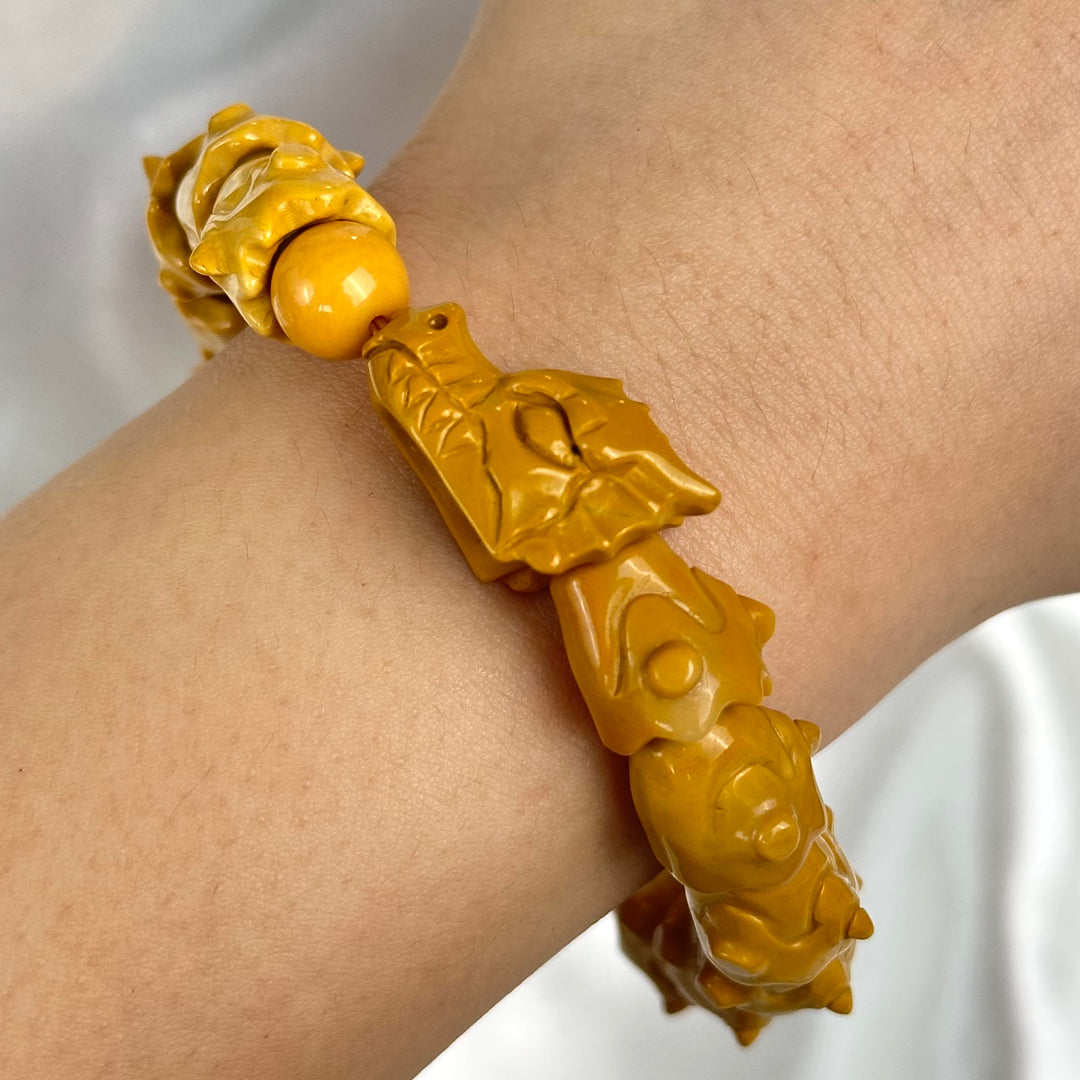 Alashan Agate Yellow Dragon Bracelet 13.3-13.8mm