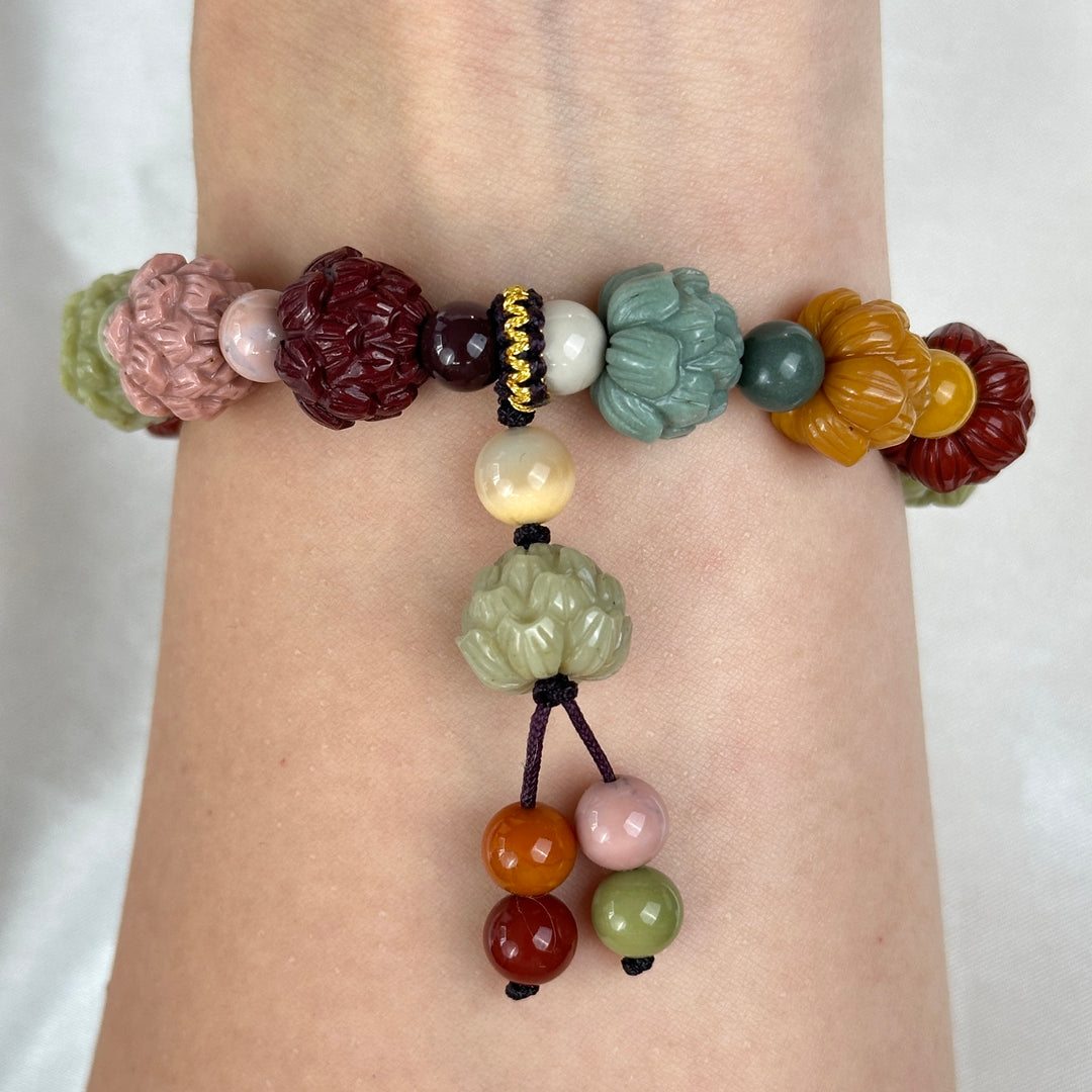 Alashan Agate Flower Bracelet 11.5—12.5mm
