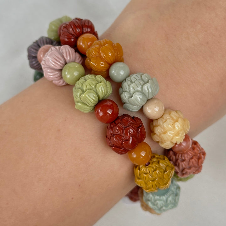 Alashan Agate Flower Bracelet 11.5—12.5mm