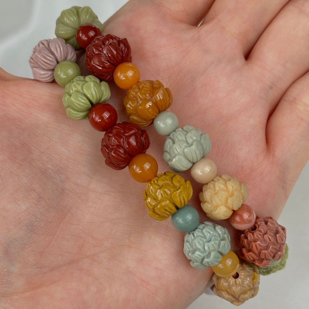 Alashan Agate Flower Bracelet 11.5—12.5mm