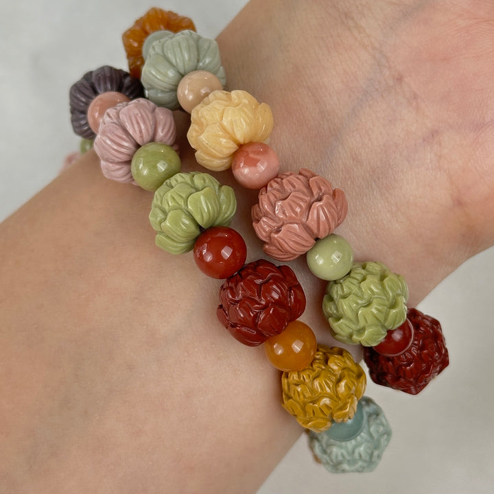 Alashan Agate Flower Bracelet 11.5—12.5mm