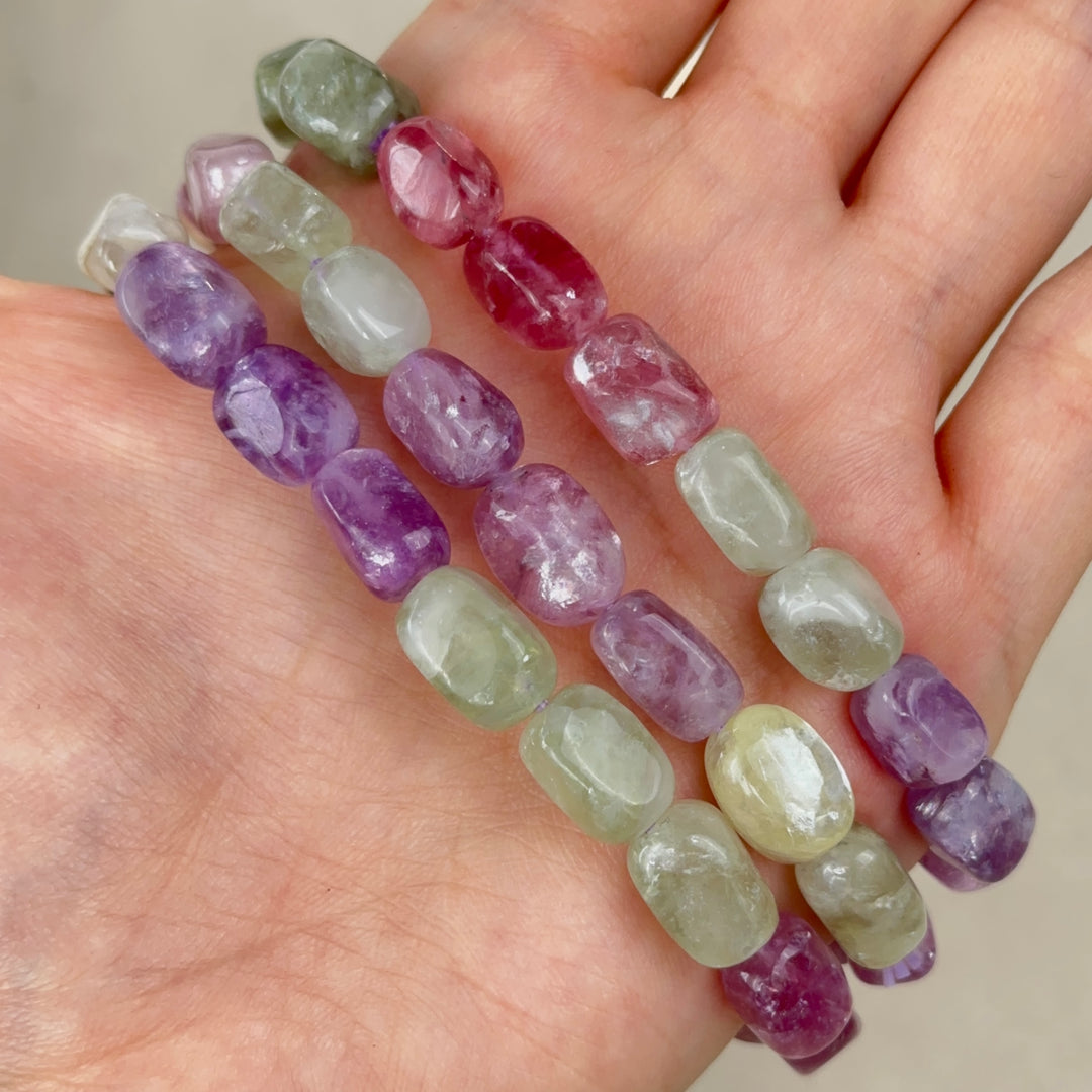 Lepidolite Irregular Rectangular Prism Bracelet 6.4-7.4mm