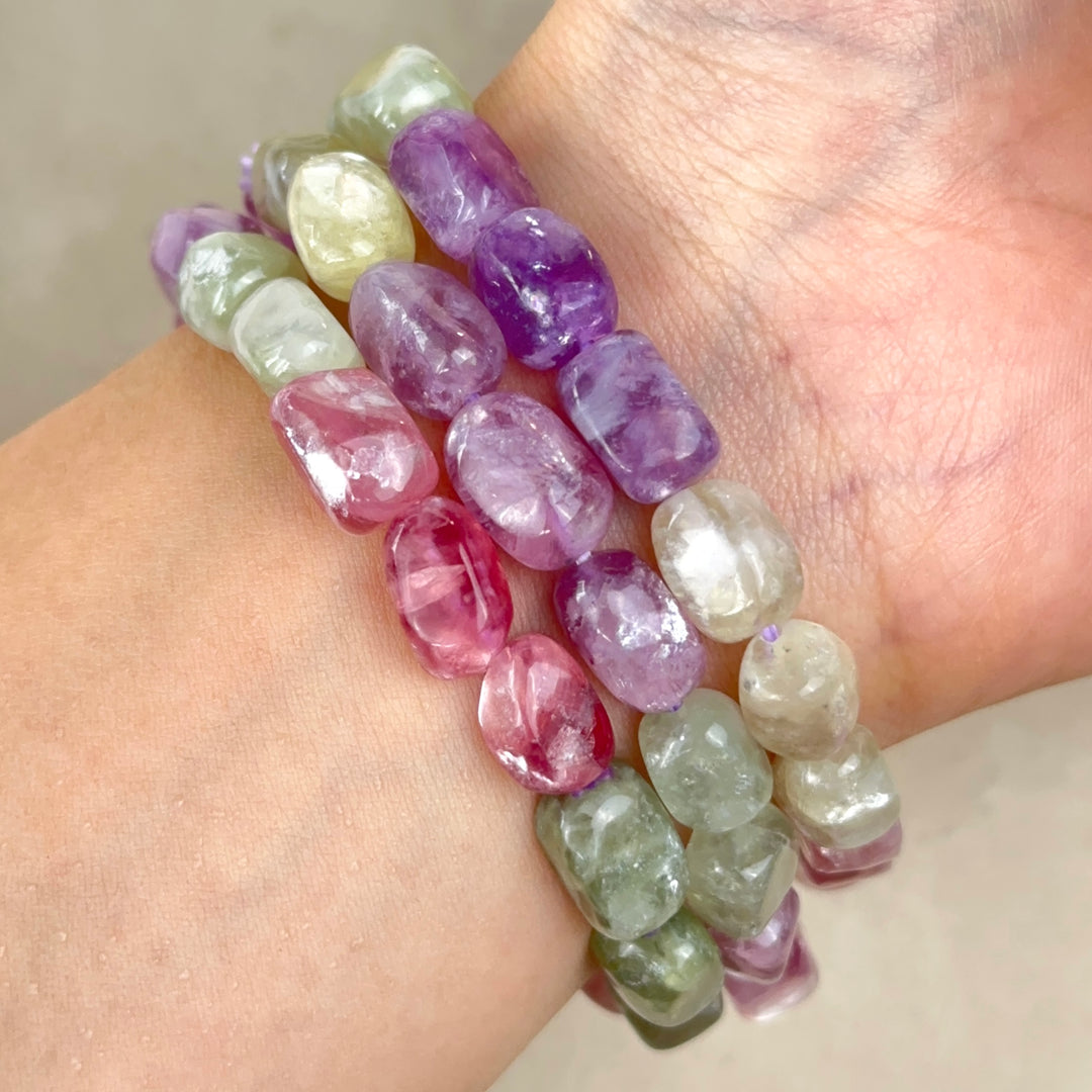 Lepidolite Irregular Rectangular Prism Bracelet 6.4-7.4mm