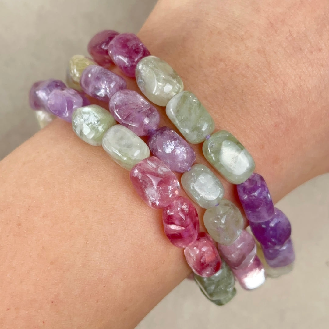 Lepidolite Irregular Rectangular Prism Bracelet 6.4-7.4mm