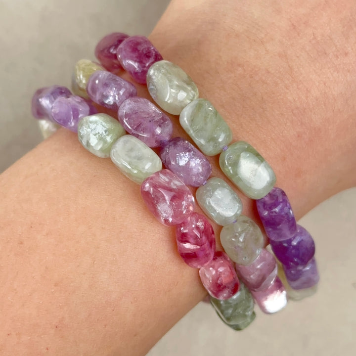 Lepidolite Irregular Rectangular Prism Bracelet 6.4-7.4mm