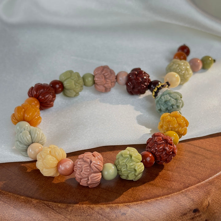 Alashan Agate Flower Bracelet 11.5—12.5mm