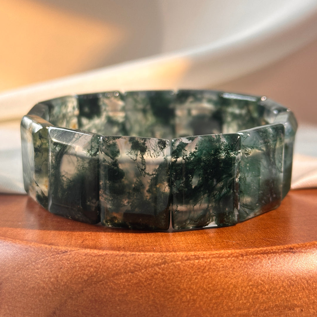 Moss Agate Square Bracelet 20.7-21.3mm